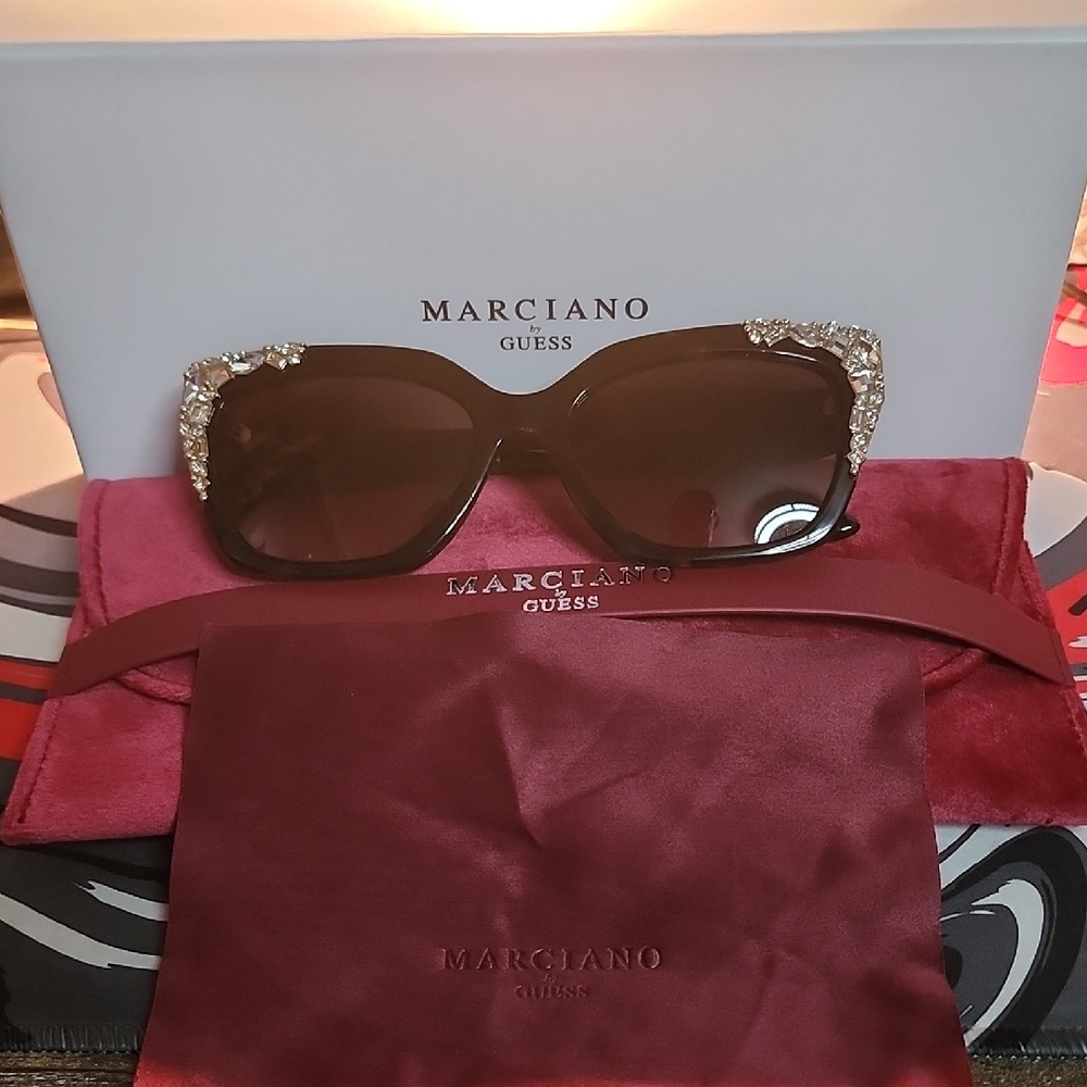 Marciano Brown Gradient Sunglasses with Crystal Accents